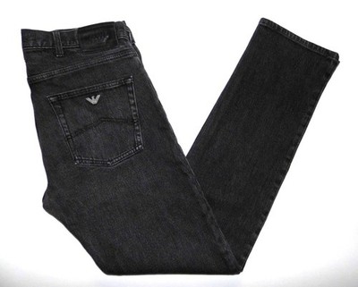 ARMANI JEANS - Herren J45 Slim Straight Fit Jeans 34''W X 32''L Schwarz Stretch Denim