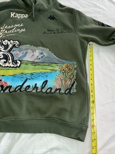 Vintage Kappa Mens Hoodie Green Front Graphic Wonderland Winter Of 67 Size XL - Picture 13 of 17