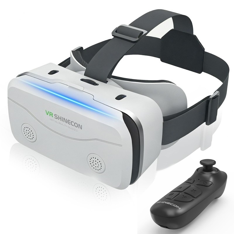 VR Headset for Smartphones 4.7-7 Inch with Bluetooth Controller, Aspheric HD Len