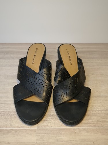 Sandali donna Lucky Brand Keela in pelle nera TAGLIA 10 - Foto 2 di 6
