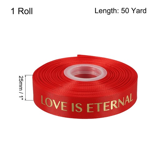 1" 50 Yard Valentine Printed Ribbon Wedding Favor Grosgrain Ribbons Red - Picture 2 of 7