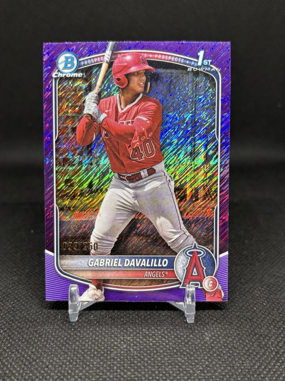 2025 Bowman Chrome Gabriel Davalillo 1st Bowman Purple Shimmer 039/250 Angels SP