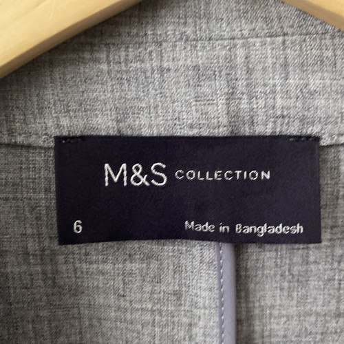 M&S Blazer Size 6 Grey Mix Open 3/4 Sleeved Pockets Workwear Office Career Women - Picture 6 of 10
