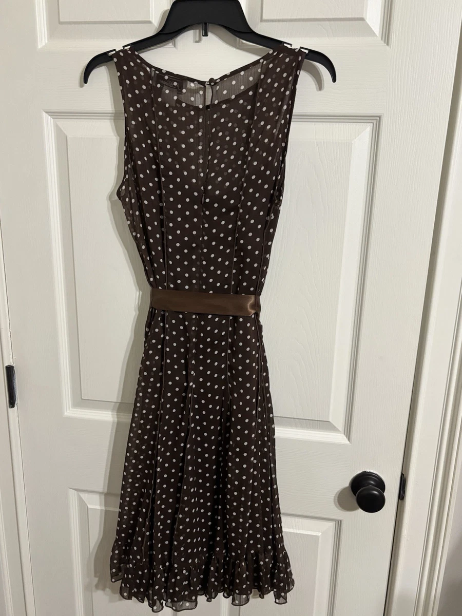 jessica howard brown polka dot dress Jessica Howard Midi Dress Women Size 14 Brown Polka Dot Sleeveless Back Zip