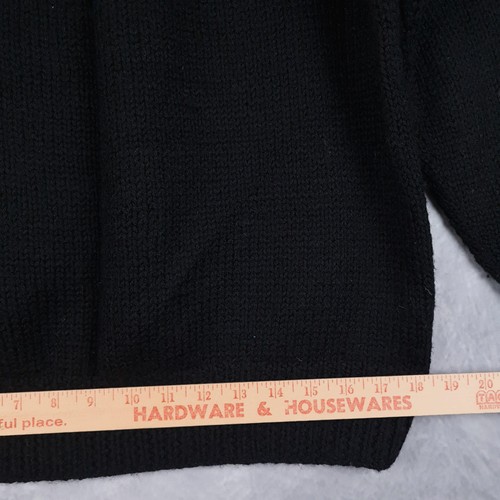 VNTG Deans of Scotland Sweater Womens Large Black Wool Floral Rose Puff Sleeve - Picture 20 of 24