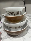 Pyrex Mixing Bowls EARLY AMERICAN Gold Cinderella Nesting 441 - 444 Set 4 EXC+++