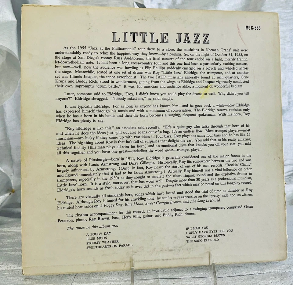 LP: Roy Eldridge, Little Jazz, Clef, MG C-683, 1954, Bop Foto 2 de 4
