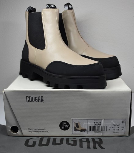 COUGAR WOMEN NIB $160 SHANI WATERPROOF CREAM LEATHER CHELSEA BOOT. SIZE 9M - Picture 3 of 11