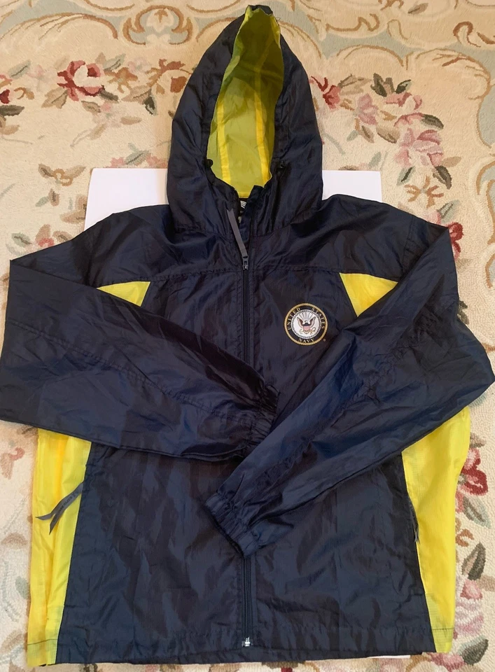 复古 Rapid Dominance 男女通用大号海军军用蓝色黄色风衣 — 第 3/4 张图片