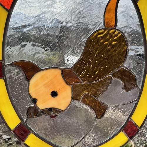 Stained Glass Handmade Puppy Hanging Sun Catcher 12 T X 9.25 W - Picture 10 of 12