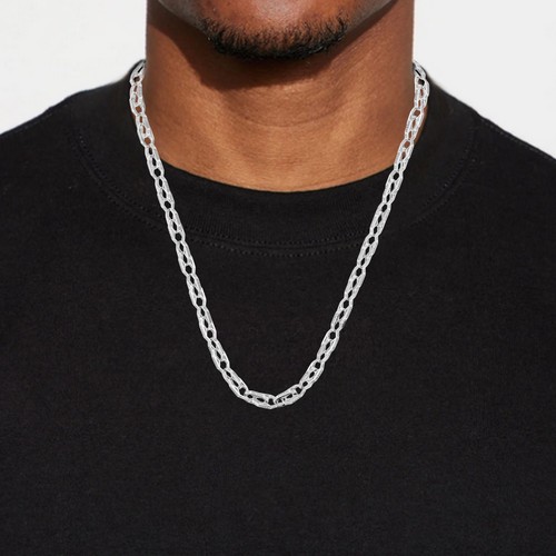 Collana uomo catena maglia 22" pollici 2,00 CT diamanti naturali in argento 925 - Foto 4 di 4