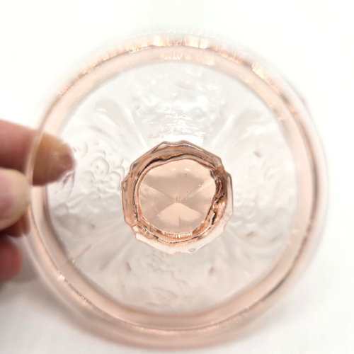 Jeannette Glass Pink Depression Cherry Blossom Sugar Bowl Lid REPLACEMENT 3.5" - Picture 3 of 4