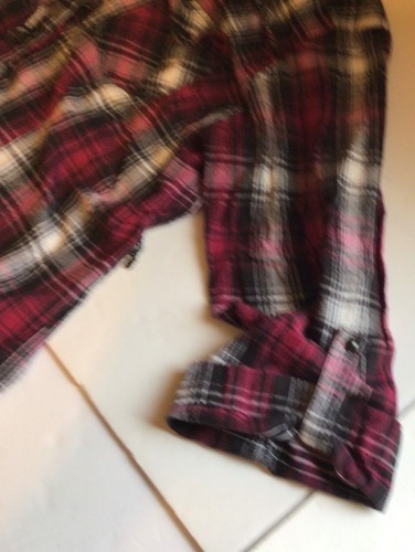 Camisa túnica de franela a cuadros Cato para mujer 18/20 W rosa negra algodón occidental informal - Imagen 10 de 16