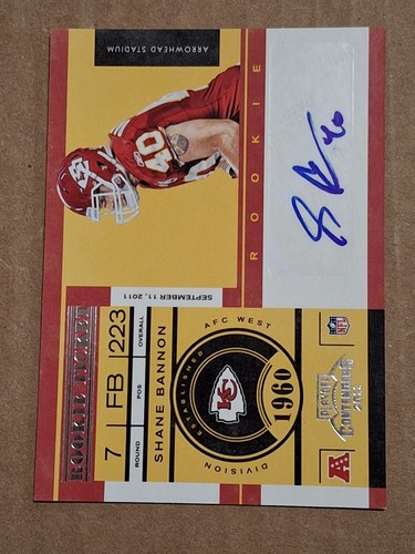 2011 SHANE BANNON PANINI CONTENDERS AUTOGRAPHED AUTO ROOKIE CARD RC #177 CHIEFS