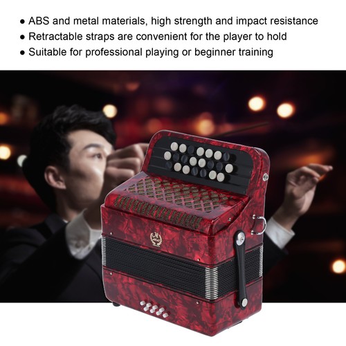 22 Key 8 Bass Accordion Button Instrument With Bag For Beginners Students NZCX - Picture 10 of 13