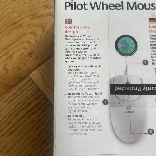 Logitech 'Pilot Wheel Mouse' USB/PS2 PC/Mac Vintage Retro Gaming M-BE58 - Picture 6 of 6