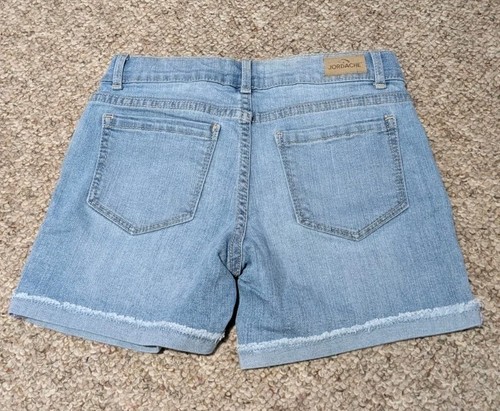 Jordache Girls Size 10 Denim Shorts Flip Sequin Distressed Roll Cuff - Picture 2 of 7