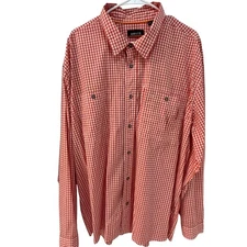 ORVIS Mens Orange Gingham Long Sleeve Pocket Button Up Shirt XXL