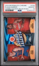 2024-25 TOPPS CHROME COOPER FLAGG DYLAN HARPER COMBO TALENTS BLUE RAYWAVE PSA 10