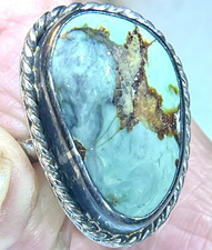 925 Sterling Silver Oval Blue Turquoise Bezel...