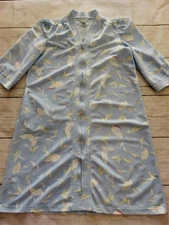 Sears House Robe Lounge Wear Front Zip Pastel Blue Floral Vintage Retro  M