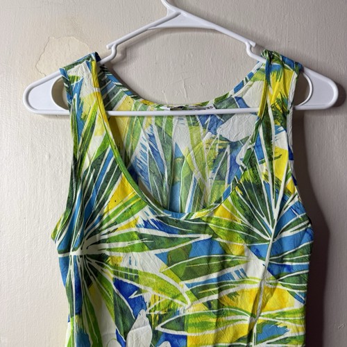 Jams World White Green Tropical Floral Palm Leaf Tank Top Size XS - Picture 2 of 7