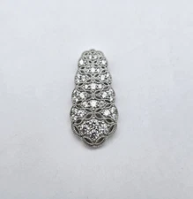 VTG Sterling Silver Modernist Clear Gemstone Pave Inlay Slide Pendant - 3.0g