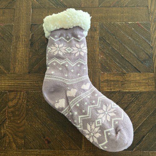 Women Winter Cozy Fuzzy Sherpa Fleece-lined Warm Thermal Non-Skid Slipper Socks - Picture 4 of 4