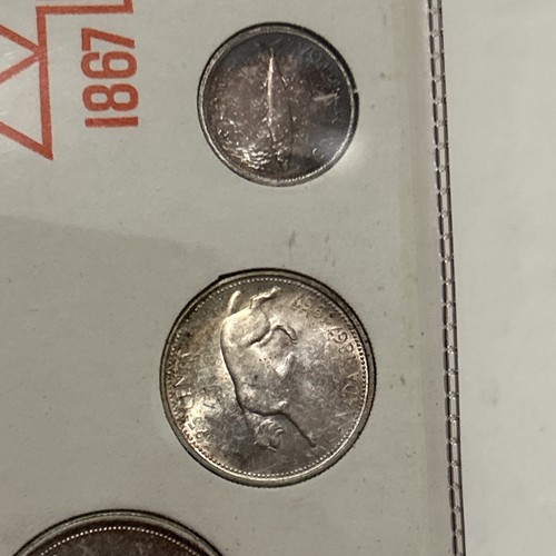 Juego de 6 monedas de recuerdo del centenario canadiense 1867-1967 en soporte Nerón, plata - Imagen 7 de 15