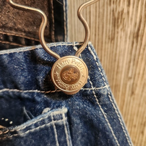 VTG Y2K 2001 Harry Potter Girls Sparkly Denim Embroidered Bib Overalls Size 7/8 - Picture 4 of 7