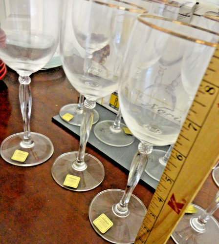 VINTAGE NORITAKE ALLAIRE MANOR GOLD GERMANY SET OF 8 WATER GOBLETS WINE GLASSES - Picture 14 of 19