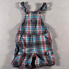 VTG Y2K Oshkosh B gosh Baby Overalls 24 Months Plaid Orange Brown 100 Cotton