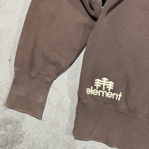 VTG Y2K Element Skateboards Brown Waffle Knit Fleece Sherpa Lined Zip Hoodie LRG - Picture 9 of 14
