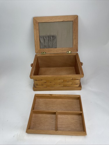 "Cesta de costura retro vintage de mimbre con asa bandeja interior 11""L X 9""W X 6""T" - Imagen 2 de 5