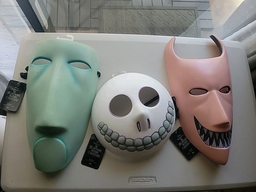 Lock, Shock Barrel Nightmare Before Christmas Plastic Adult Mask NBC Halloween - Picture 2 of 13