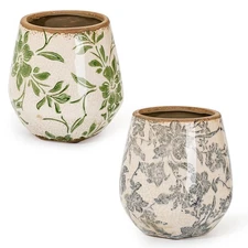 Sungmor Vintage Ceramic Planter Set of 3 - Decorative Indoor & Outdoor Flower...