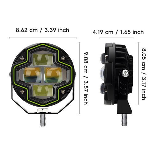 Motorcycle Auxiliary LED Fog Light Headlight Assembly Yellow White Beam Pattern - Picture 19 of 20