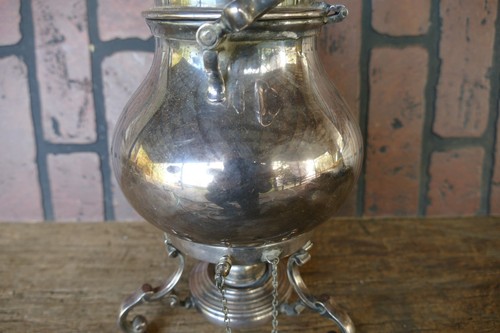 Antique English Barker Ellis Silver Plate Tea Kettle Pot Stand Warmer w Burner - Picture 6 of 12