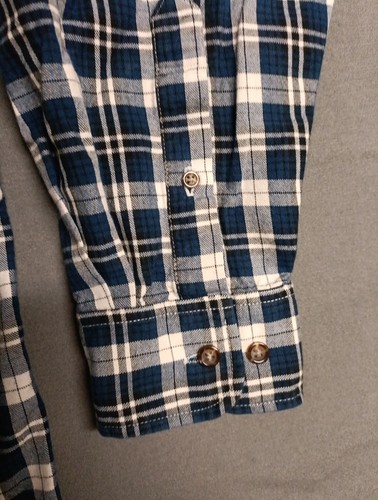 Viyella Flannel Shirt Mens XL Wool Cotton Blend Blue Plaid Button Down EUC ๐ - Picture 5 of 11