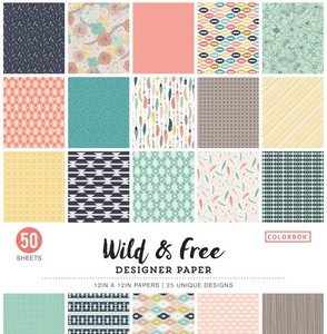 DESIGNER Paper 12x12 Colorbok Scrapbook Crafting Wild & 50 Sheets