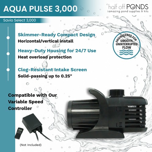HALF OFF PONDS Savio Select 3,000 GPH Pump Pond Kit 20' x 25' EPDM Pond Liner - Picture 3 of 7