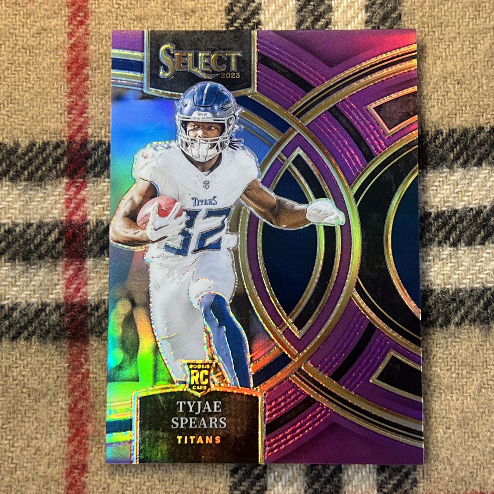 2023 Panini Select Football #172 TYJAE SPEARS RC Premier Level purple Titans /75