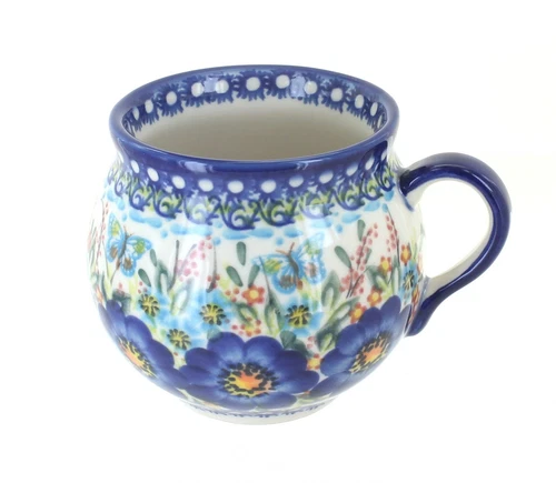 Blue Rose Polish Pottery Garden of Blue Bubble Mug
