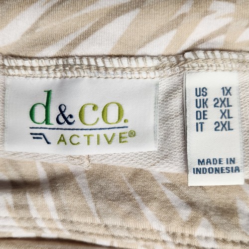 Denim & Co 1X Hose weich cropped weites Bein Palmen Blätter Print hellbraun creme - Bild 3 von 4