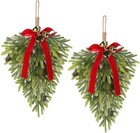 RoseCraft 2PCS Christmas Decorations, Artificial Front Door Red/Green-2 