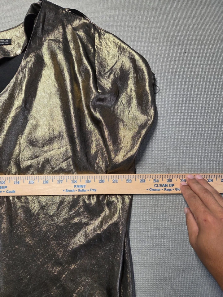 Vintage All Saints Co Ltd Spitalfields Womens Shirt Size M Metallic Gold V Neck - Image 4 of 4