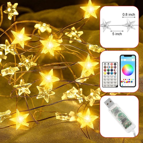 Smart Star Christmas Lights Indoor, 33 FT 80 LED USB Star Lights String, App ... - Picture 2 of 6