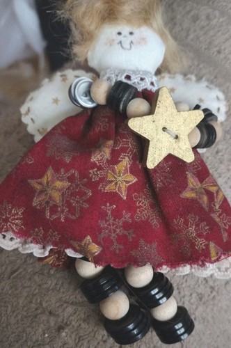 Adorno ángel muñeca botón hecho a mano de colección - Imagen 2 de 8