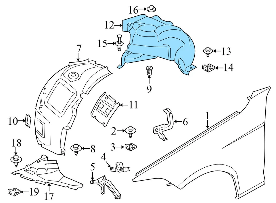 2015–2018 BMW 320I — передняя правая накладка на крыло / брызговик (задняя) 7356822 - Изображение 4 из 4