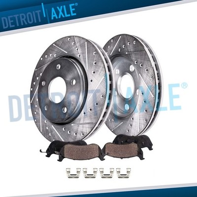 Front Drilled Rotors Ceramic Brake Pads for Hyundai Elantra Tucson Kia Sportage